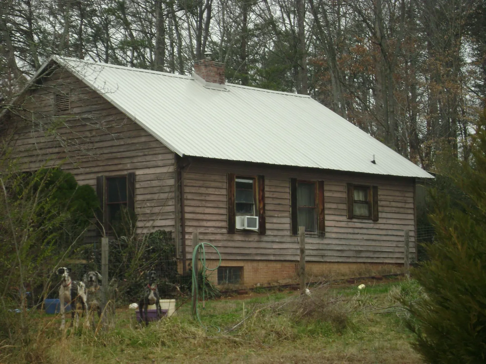 White metal roof on an old wood sided farmhouse, from a Metal Roof Installation job in River Forest